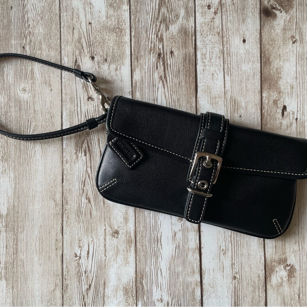 Black Leather Wristlet with Buckle